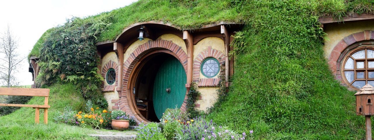 A hobbit home on the Shire set for Lord of the Rings.