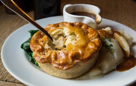 A pie and gravy.