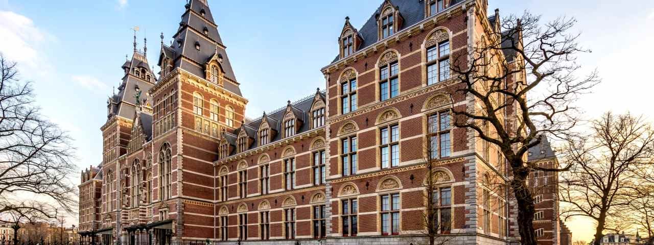 An exterior view of the Rijksmuseum in Amsterdam.