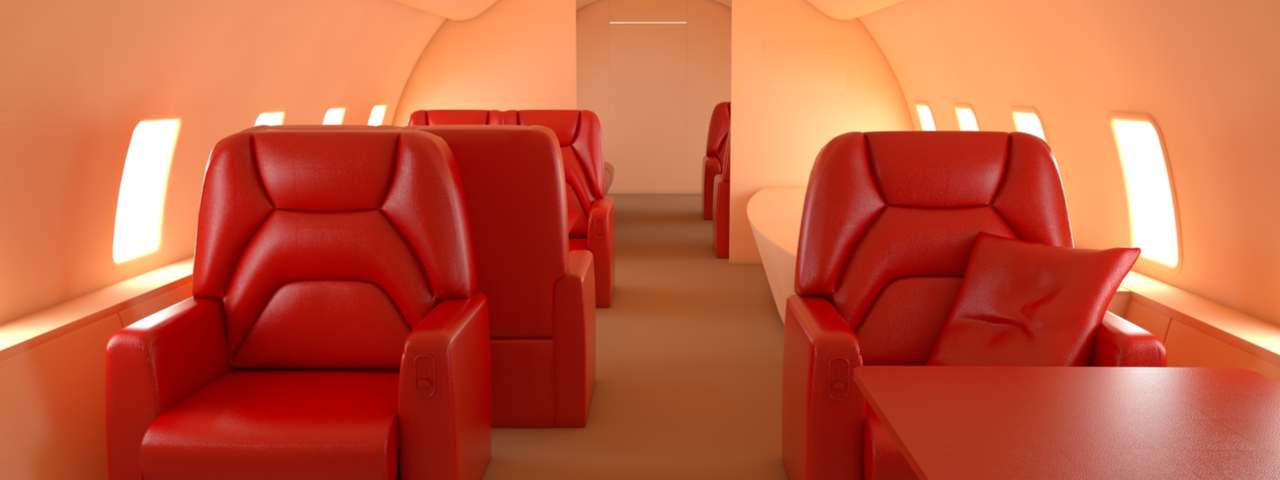 Custom interior in a private jet.