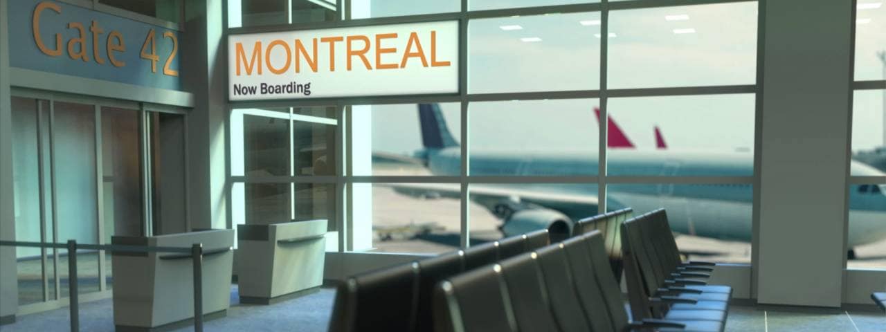 Inside the departure building in Montréal Saint-Hubert Longueuil Airport 