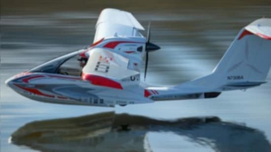 Amphibious ICON A5 about to land on water