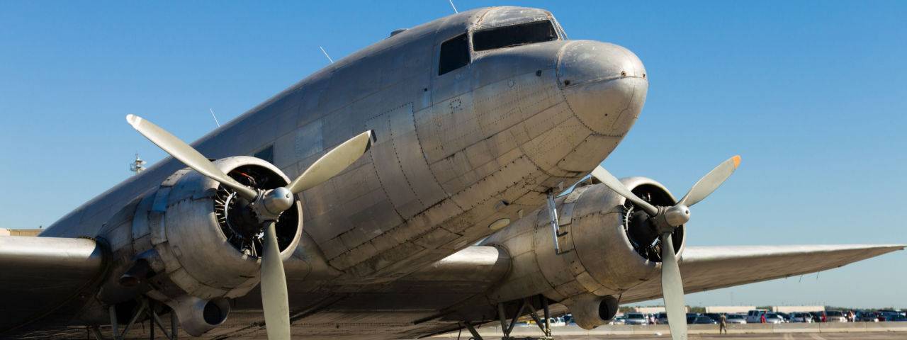 Vintage airliner from the 50s on the ground.