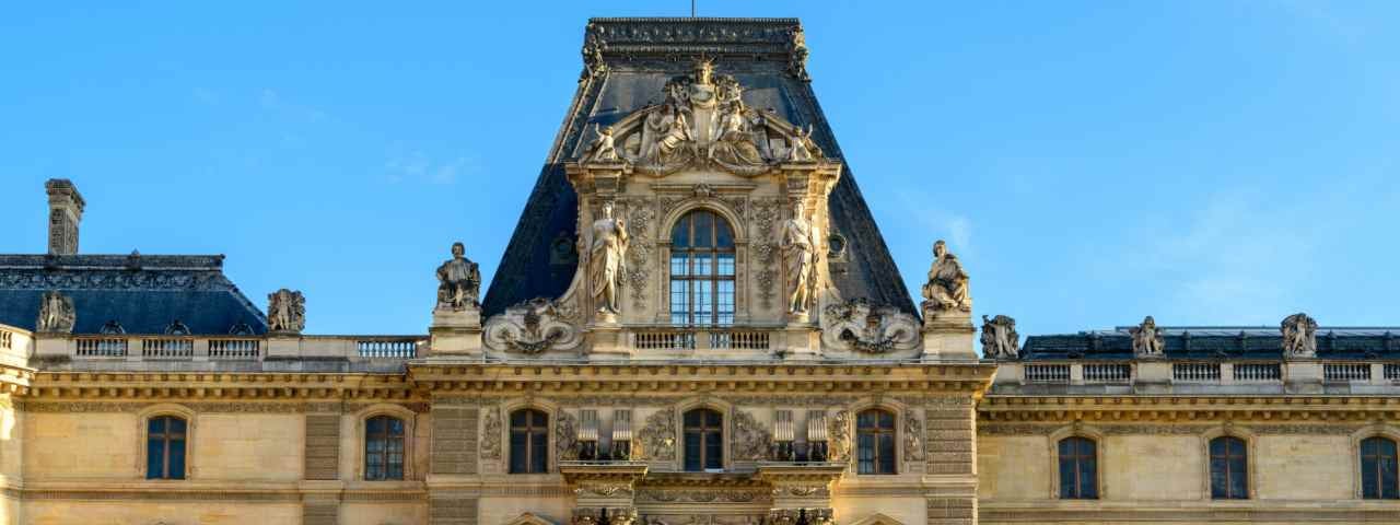 Close-up of the Louvre.