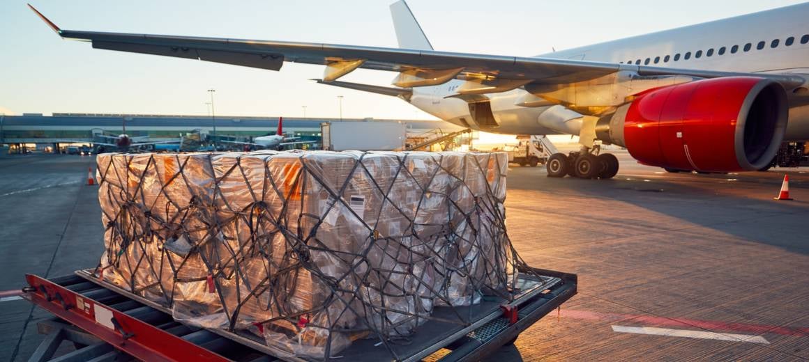 Hong Kong cargo plane being loaded with air freight