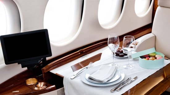 Luxurious private jet interior