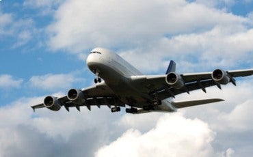 An Airbus A380 in flight.