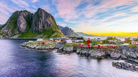 A village on the island of Scandinavian sea