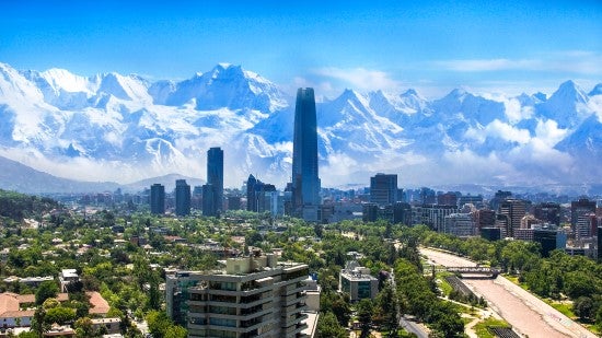 A beautiful views of the city and the mountains beyond 