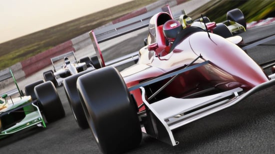 Formula 1 cars racing
