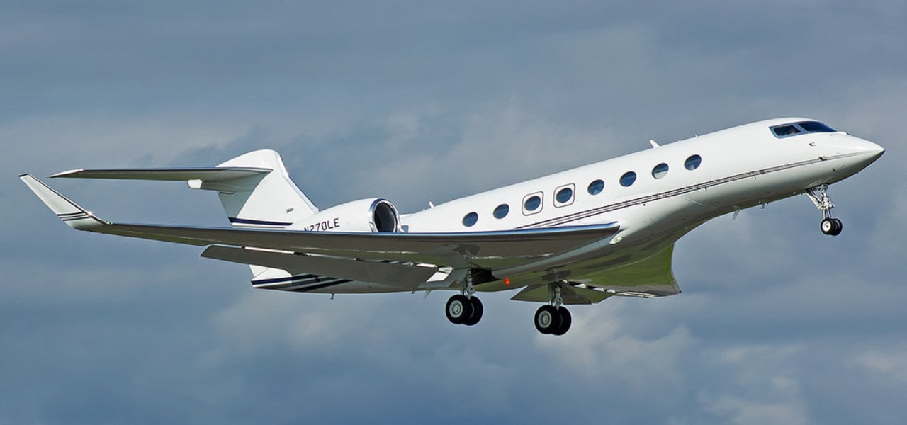 The Gulfstream G650ER flying in the air