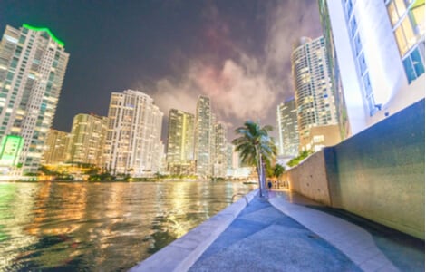 Miami dock with night light view