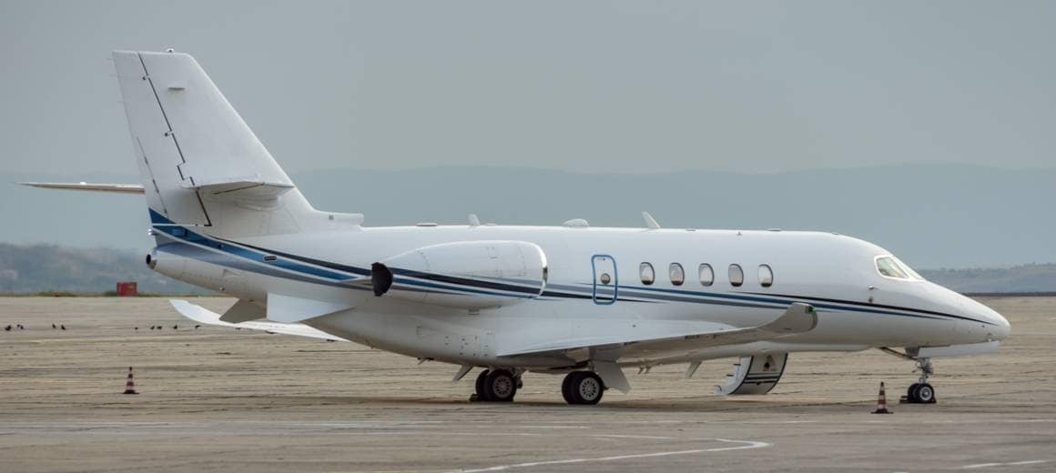 Cessna Citation X private jet parked on runway