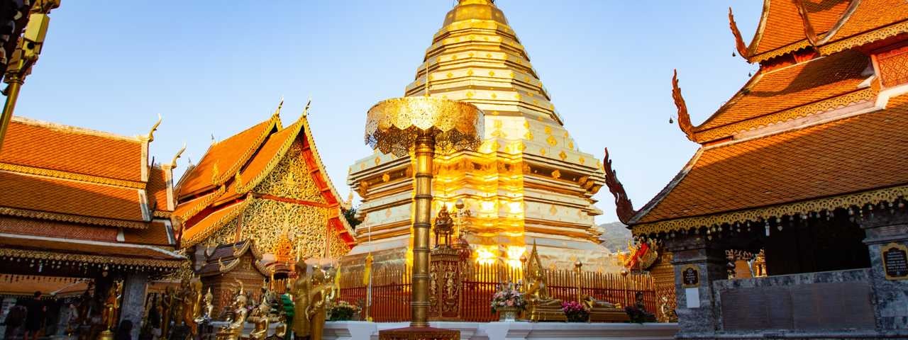 The golden chedi at Wat Phra That Doi Suthep in Chiang Mai, Thailand 