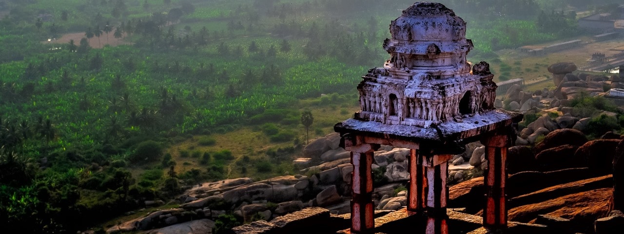 Mountain Top view of a temple in Southern India