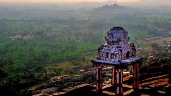 Mountain Top view of a temple in Southern India
