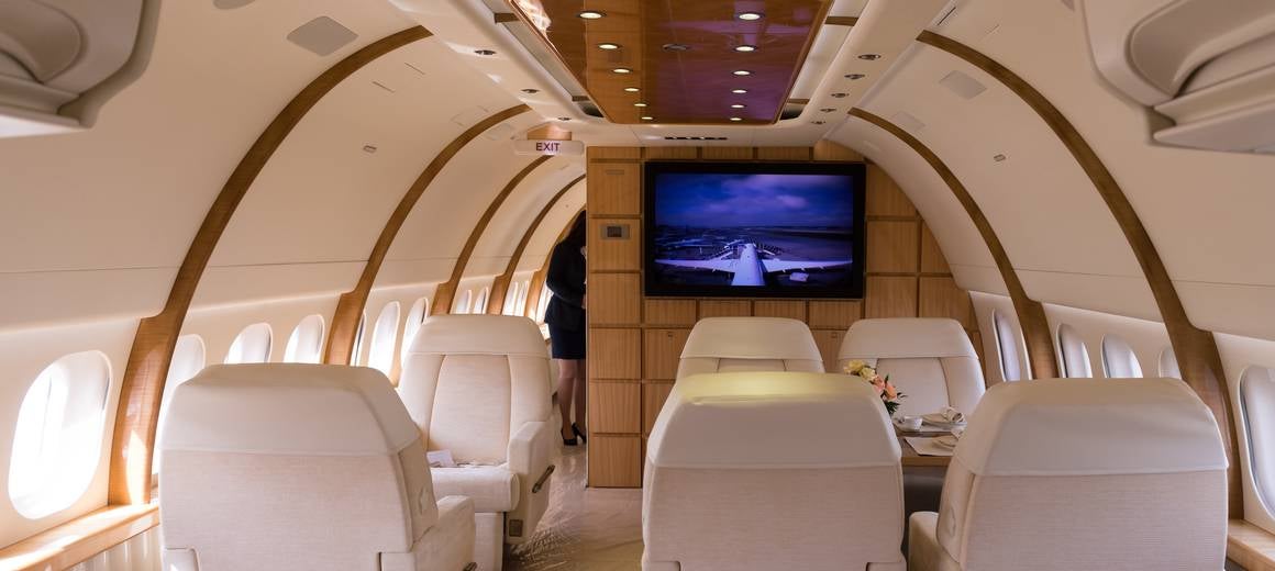 inside private jumbo jet