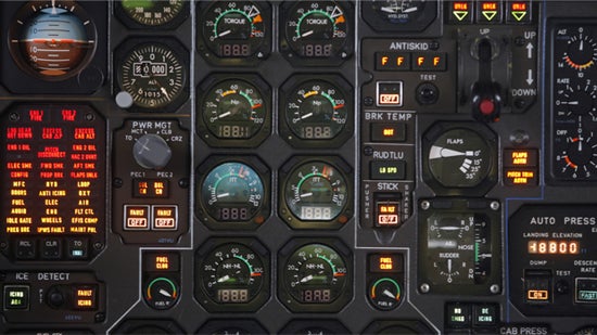 The flight deck display in a modern aircraft.