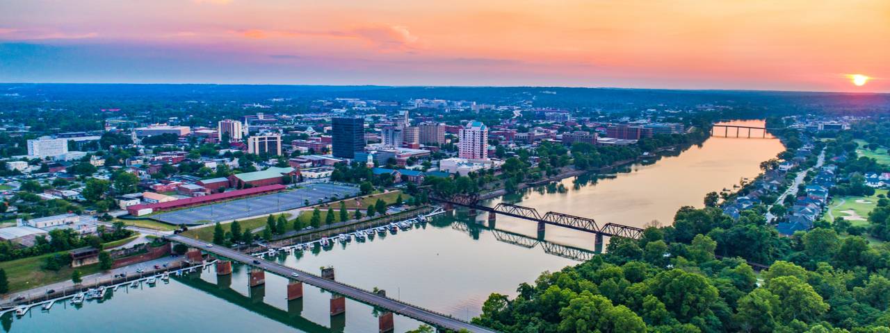 View of Augusta, Georgia, USA at sunset