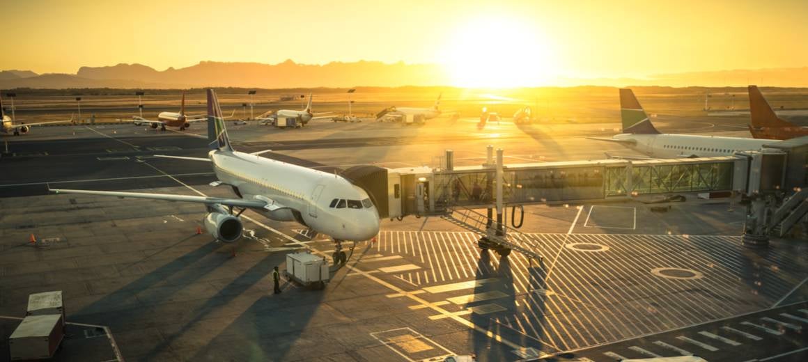 An airport in the afternoon