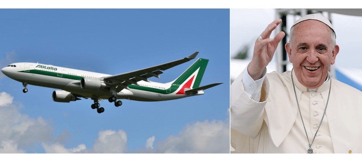 Pope Francis featured alongside his private aircraft