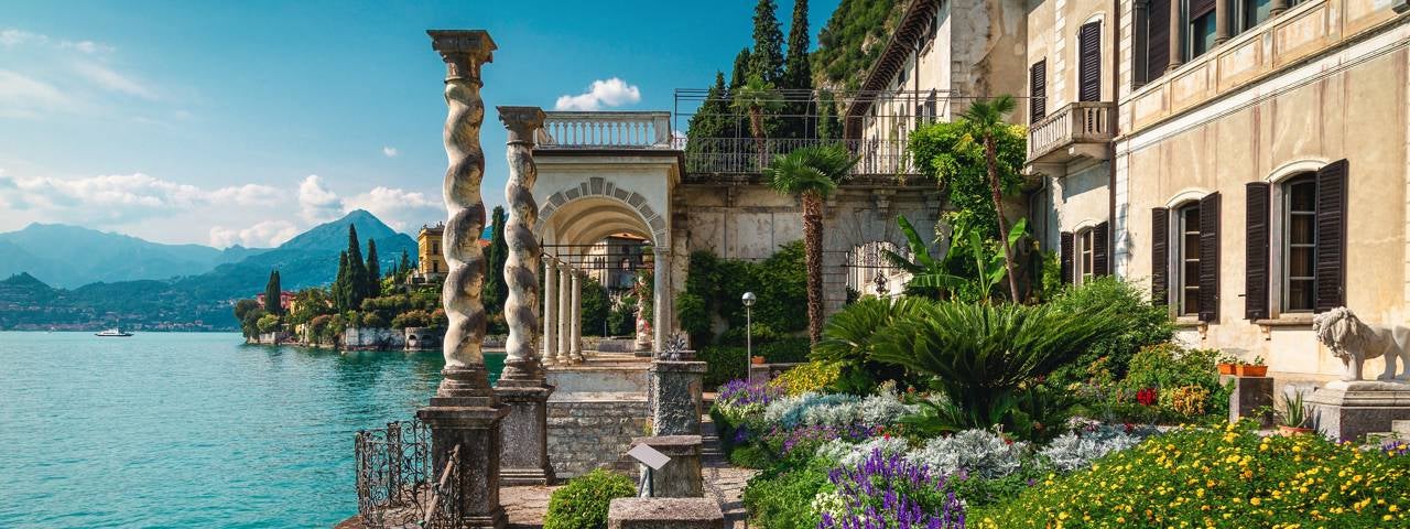 A beautiful terrance flower garden at Villa Monastero next to Lake Como.