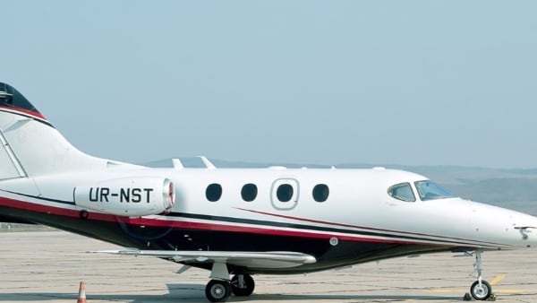 Business aircraft Hawker Beechcraft Premier 1A in Burgas Airport