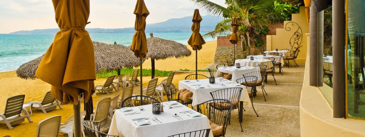 A restaurant on the beach in Mexico.