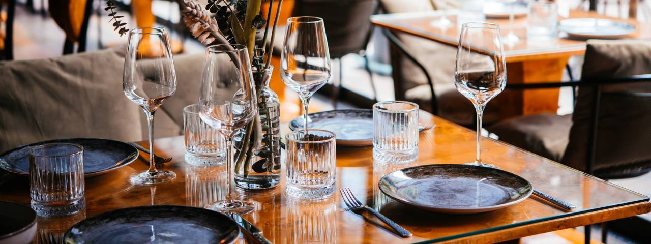 TA freshly prepared table for diners in a fine dining restaurant.