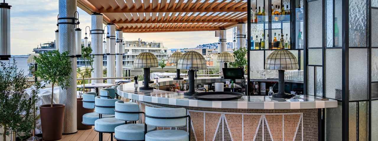 A rooftop bar and restaurant in Nice.