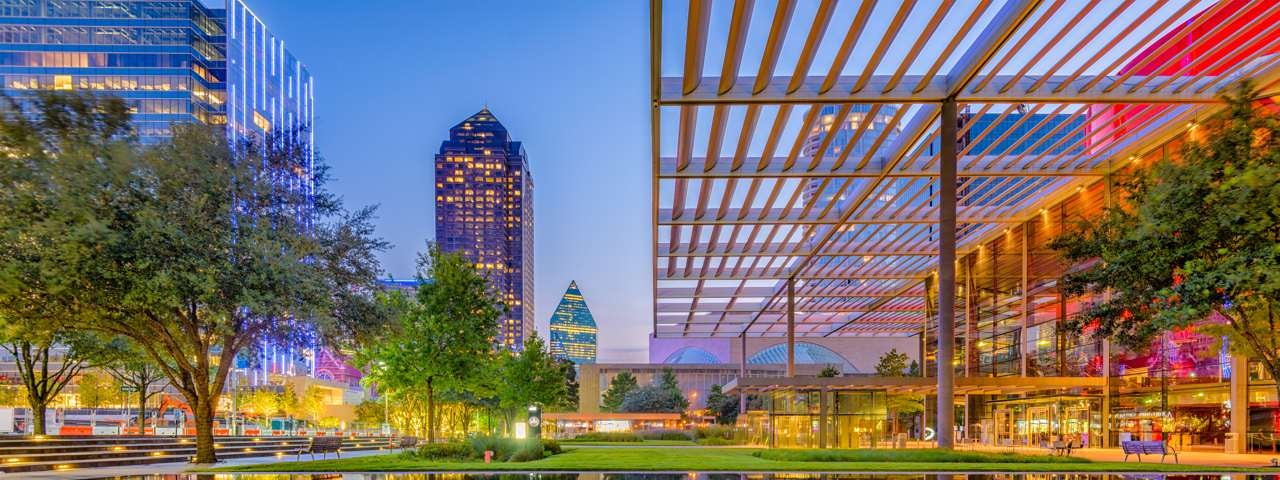 Sunset on the street in Dallas.