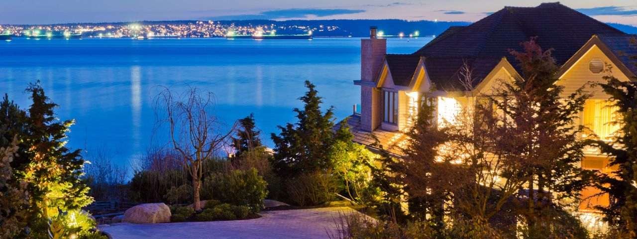 Beautiful view of downtown Vancouver skyline, British Columbia, Canada at sunset.