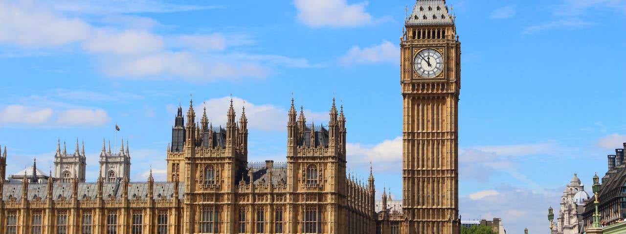 The Palace of Westminster and Big Ben in London.
