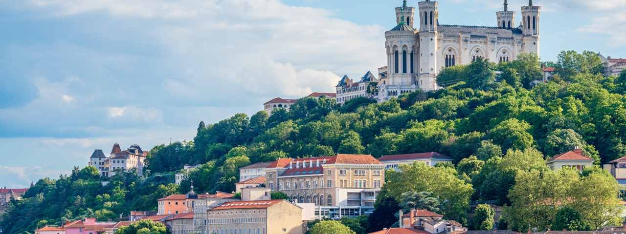Fourvière Hill overlooking Lyon on a sunny day