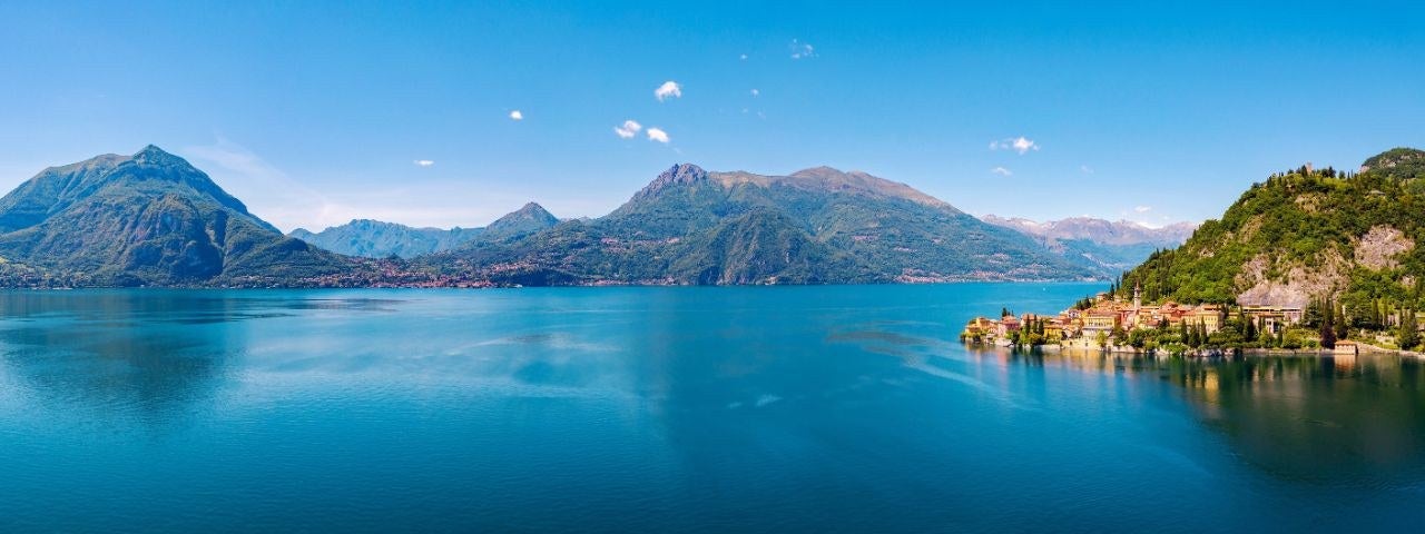 A panoramic view of the village of Varenna on Lake Como, Italy. 