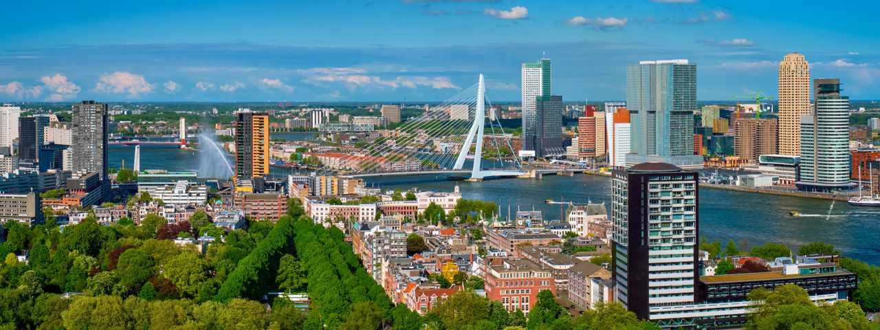 An aerial view of Rotterdam on a summer&rsquo;s day.